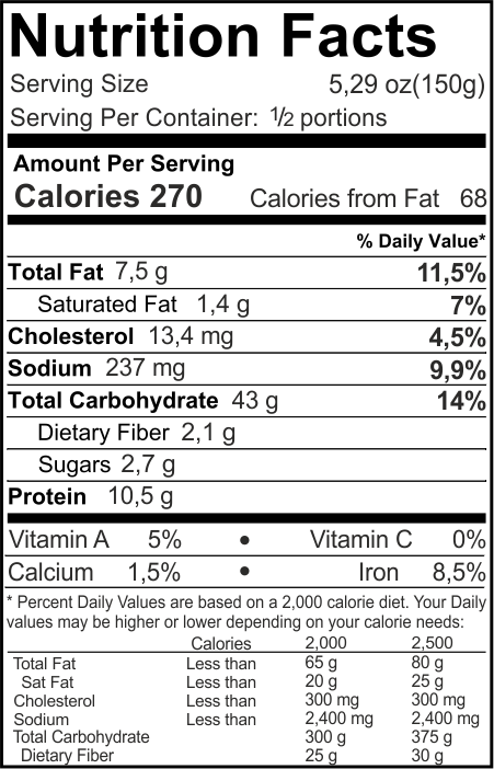 Fusilli al Ragù Bianco Nutrition Facts