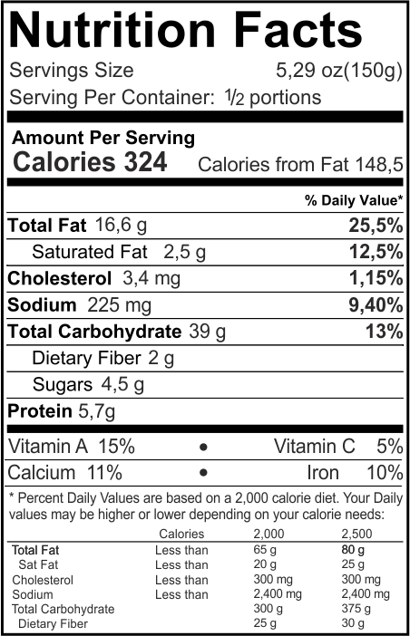 Trofie al Pesto Nutrition Facts