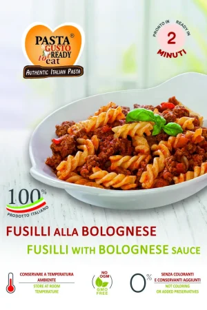 Fusilli with Bolognese sauce. Ready in just 2 minutes. www.pastareadytoeat.com
