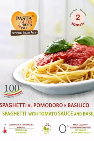 Spaghetti with Tomato Sauce and Basil. Ready in just 2 minutes. www.pastareadytoeat.com